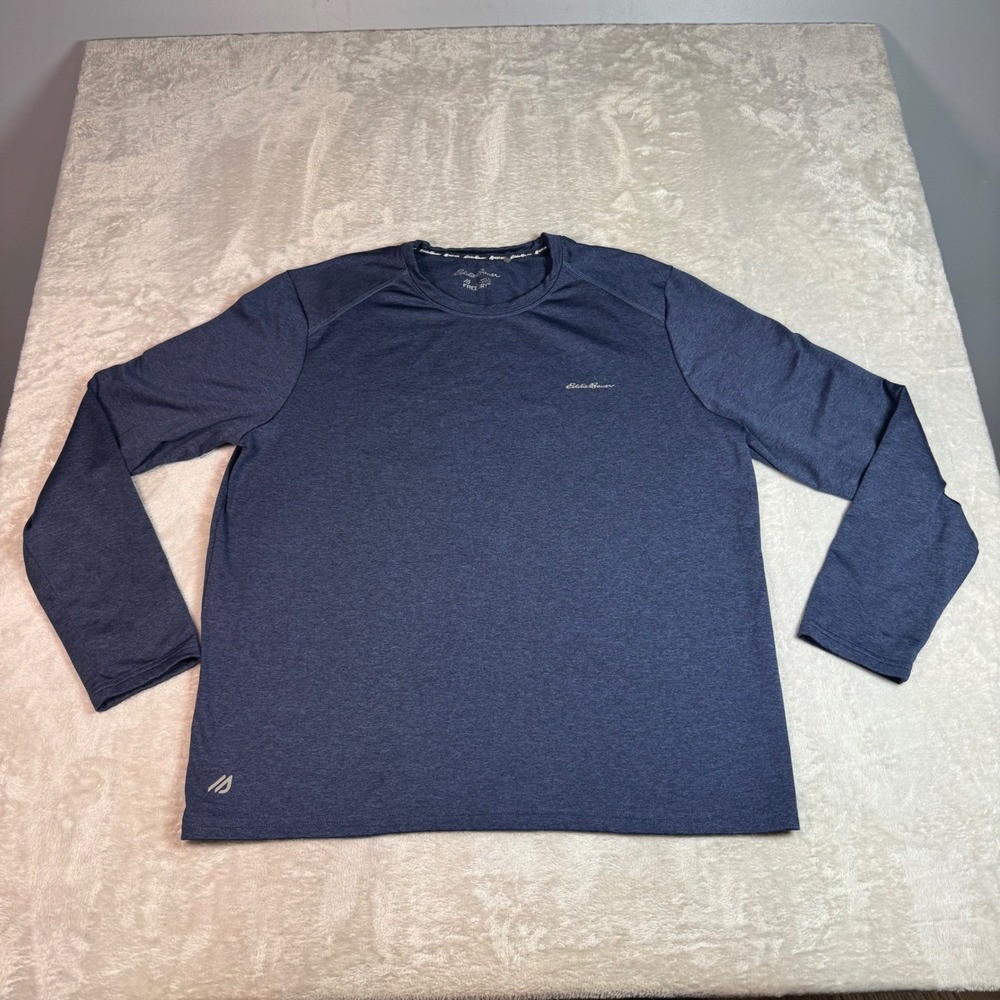 Eddie Bauer Motion FreeDry Mens XL Navy Blue Long Sleeve Performance T-Shirt